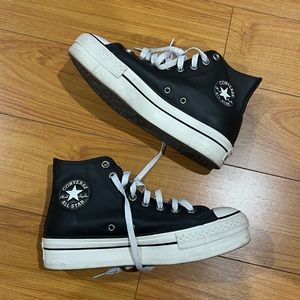 Leather platform converse
